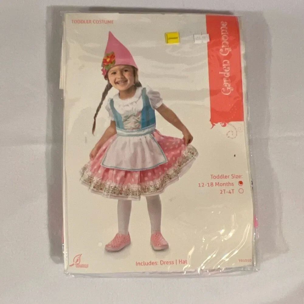 Seasons USA Toddler Girls Garden Gnome Halloween Costume Size 12-18 Months NWT